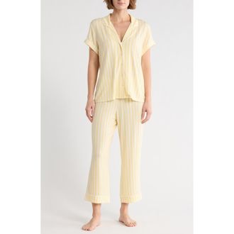 Nordstrom Rack Tranquility Cropped Pajamas in Yellow- Ivory Medium Stripe at Nordstrom Rack, Size X-Large