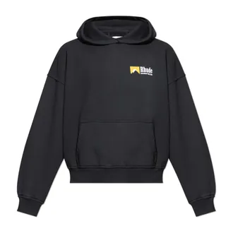 Rhude Hoodies, male, Black, Size: XL Logo Sweatshirt