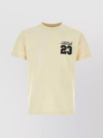 Off-white cotton logo-embroidered crew-neck short-sleeve t-shirt