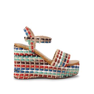 Steve Madden Womens Saucie Multi Raffia Heels - Multicolour Fabric - Size UK 4