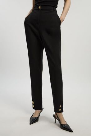 Karen Millen Petite Military Straight Leg Trousers in Black at Nordstrom, Size 10