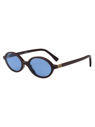 Miu Miu 0MU Oval Acetate Sunglasses - Brown