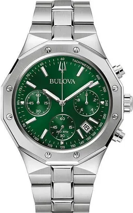 Bulova Precisionist Chronograph Quartz Green Dial Mens Watch 96B409