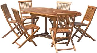 Macabane Mesa y sillas de jardín de madera de teca aceitada 4/6 personas