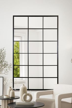 MirrorOutlet The Fenestra Black Modern Window Leaner / Wall Mirror 79 X 47 200CM X 120CM | Size: 1 Pack