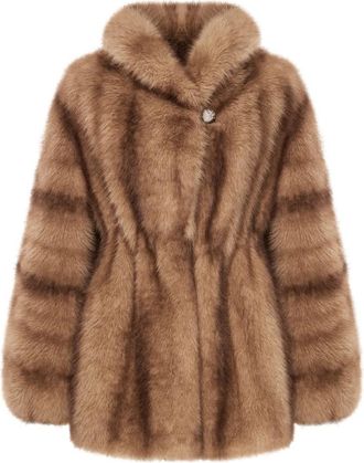 Cesare Gaspari Jassen, Dames, Bruin, XS, Faux Fur Coat Dorada