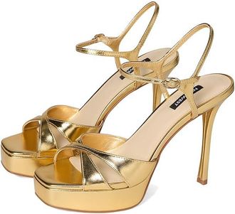 Nine West Tates Womens Dress Sandals Gold 710 : 8.5 M, Faux Leather