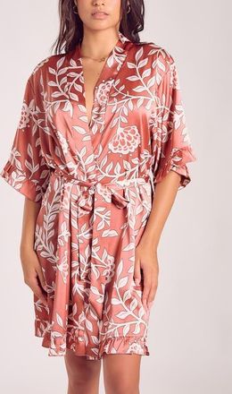 iCollection Floral Satin Robe in Dusty Rose at Nordstrom, Size X-Small