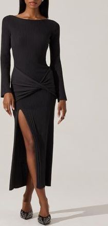 ASTR the Label Arwyn Wrap Detail Long Sleeve Sweater Dress in Charcoal at Nordstrom Rack, Size X-Small