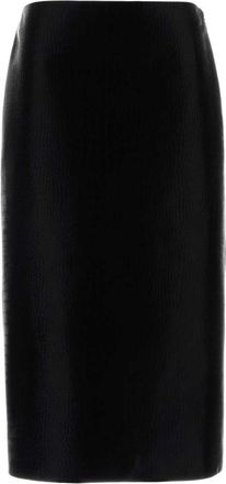 Gucci Black Leather Midi Skirt
