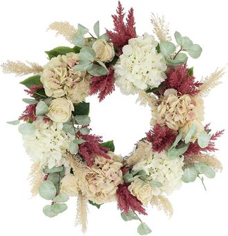Creative Displays Inc. 24In Hydrangea Wreath With Roses, Eucalyptus & Pampas