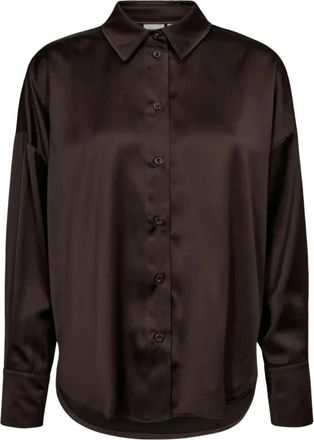 N&uuml;mph Nusatti Blouse - Dames - Overhemden - Bruin - Xs/S - Polyester - Overhemden