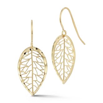 Ember Fine Jewelry 14K Gold Open Leaf Drop Earrings