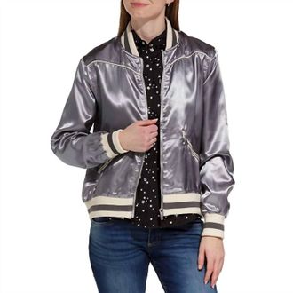 Hooey Womens Big Sky Bomber Jacket In Grey Heather Metallic