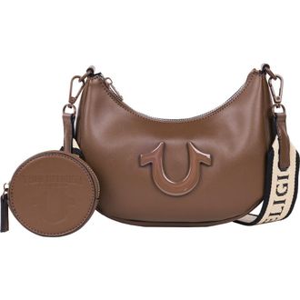 True Religion Logo Strap Crescent Hobo in Brown at Nordstrom