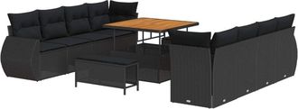 vidaXL Garden Sofa Set with Storage 11 pcs Black Poly rattan vidaXL