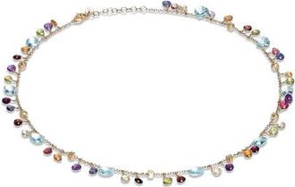 Marco Bicego Paradise 18K Yellow Gold Blue Topaz & Mixed Semiprecious Stones Single Strand Necklace at Nordstrom, Size 16.5