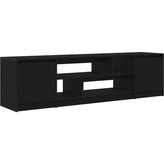 vidaXL Vidaxl - Mueble De Tv De Madera De Roble Negro 188,5x41x50 Cm