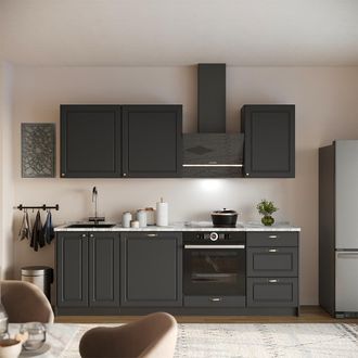 Vicco Mueble De Cocina Fame-line, Antracita-oro Landhaus/antracita, 230 Cm, Et M&aacute;rmol, Vicco
