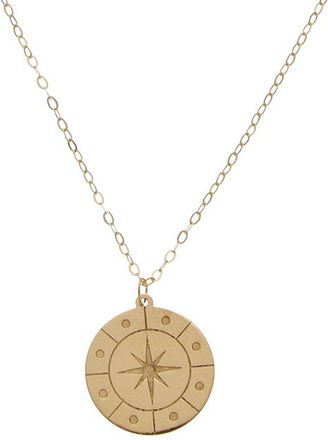 Italian Gold, Inc 10K Compass Disc Pendant Adjustable Necklace