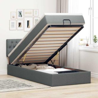 vidaXL Estructura Cama Otomana Colch&oacute;n Tela Gris Oscuro Vidaxl