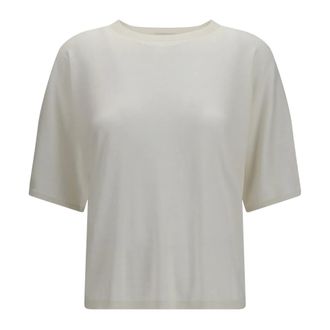 Brunello Cucinelli Jersey de Manga Corta de Cachemira y Seda - Knitwear - Mujer - Blanco - S