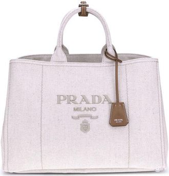 Prada Crème Katoenen Schoudertas
