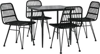 vidaXL Vidaxl - Juego De Comedor De Jard&iacute;n 5 Piezas Rat&aacute;n Sint&eacute;tico Negro