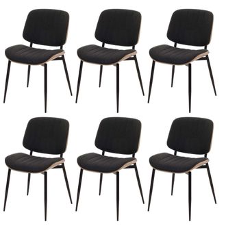 Hhg Hhg - Nunca Usado] Juego De 6 Sillas De Comedor 203, Silla De Cocina Silla, Tela De Madera Curvada (370 G/m&sup2;) Oeko-tex Mvg, Natural, Gris Oscuro