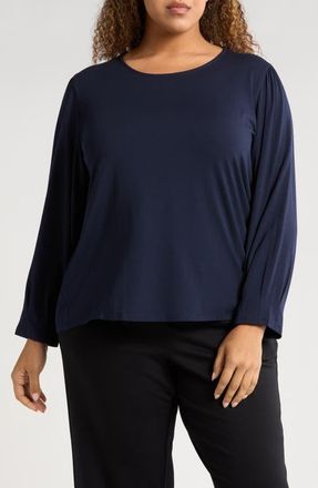 Eileen Fisher Pleated Sleeve Top in Ink at Nordstrom, Size 3X