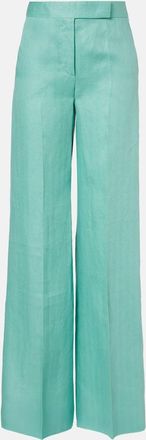 Max Mara Deserto herringbone linen wide-leg pants