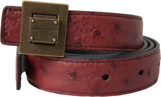 Dolce & Gabbana Brown Leather Square Metal Buckle Womens Belt