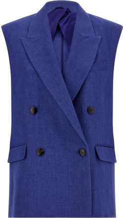 Max Mara Jassen, Dames, Blauw, XS, Linnen, Mst Aia Waistcoat