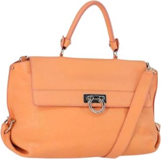 Ferragamo Pre-owned Handbags, female, Orange, Size: ONE SIZE Pre-owned Leather Handbag