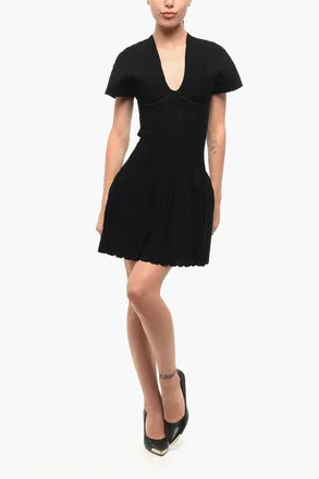 Balmain Pleated Short-Sleeve Dress Balmain