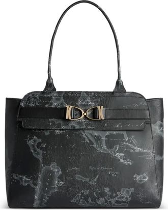 Alviero Martini 1A Classe Borsa tote World-Map con fibbia - Nero