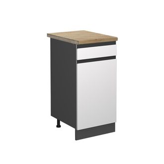 Vicco Mueble Bajo De Cocina R-line, Blanco, 40 Cm, Et Roble