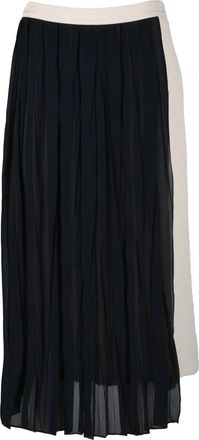 Semicouture Blue Pleated Acetate-Silk Blend Midi Skirt