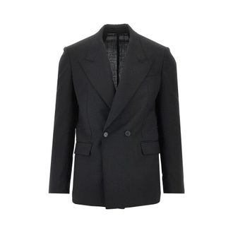 Mars&eacute;m Stretch wool-blend double-breasted jacket Man 48