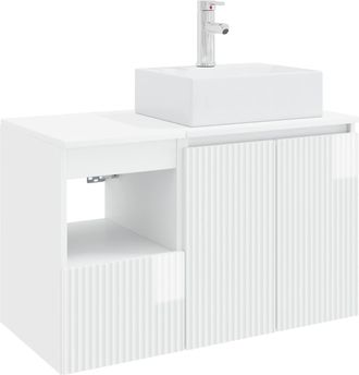 vidaXL Juego De Muebles De Ba&ntilde;o 2 Uds. Blanco Brillante Vidaxl