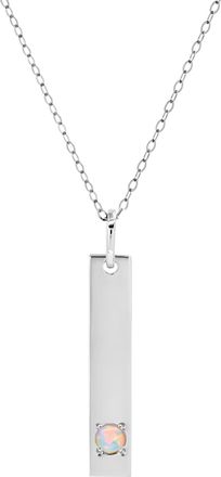 MAX + STONE 14k Yellow or White Gold Bar Pendant Necklace with 3mm Small Round Gemstone