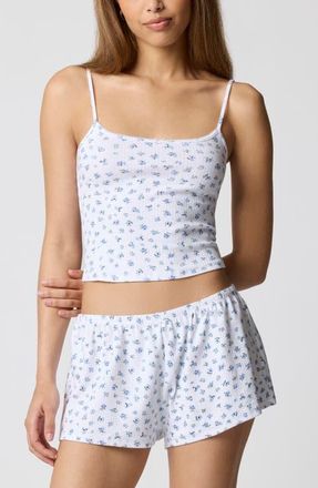Florence By Mills Cotton Blend Pajamas in Petite Jardin White at Nordstrom, Size Xx-Small