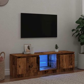 Berkfield Home TV Cabinet with LED Lights Old Wood 140x40x35.5 cm Engineered Wood in Brown