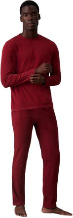 Calvin Klein Mens Long Pyjama Set, Red (Syrah Top/Diamond Logo Syrah Btm), S