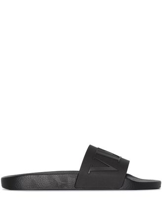 Valentino Garavani Black & White VLTN Pool Slides from