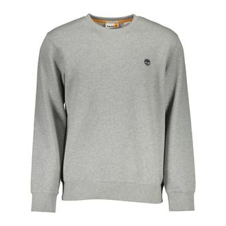 Timberland Sweatshirts, male, Gray, Size: S Gray Long Sleeve Sweater with Embroidered Logo
