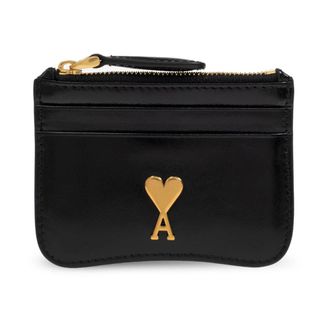 【AMI】Paris Zip-Up Card Holder/追跡可能/全国送料無料 グリーン レザー ジップ カードホルダー 377 | AMI PARIS