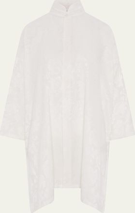 Eskandar Wide A-Line Double Stand Collar Shirt - Very Long Length With Slits