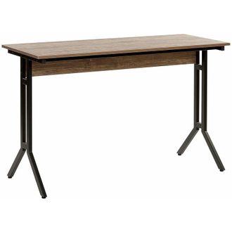 Beliani Moderna Scrivania da Ufficio Stile Industrial in Legno Scuro 120 x 48 cm Creek