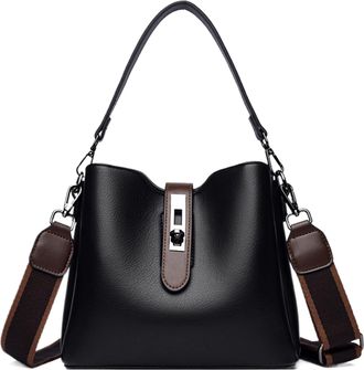 Generic Compact Leather Bag - Lightweight Womens Handbags &brvbar; Shoulder Bags With Magnetic Buckle, Leather Bucket Bags With Secure Storage, Tote Bag, Bucket Purs